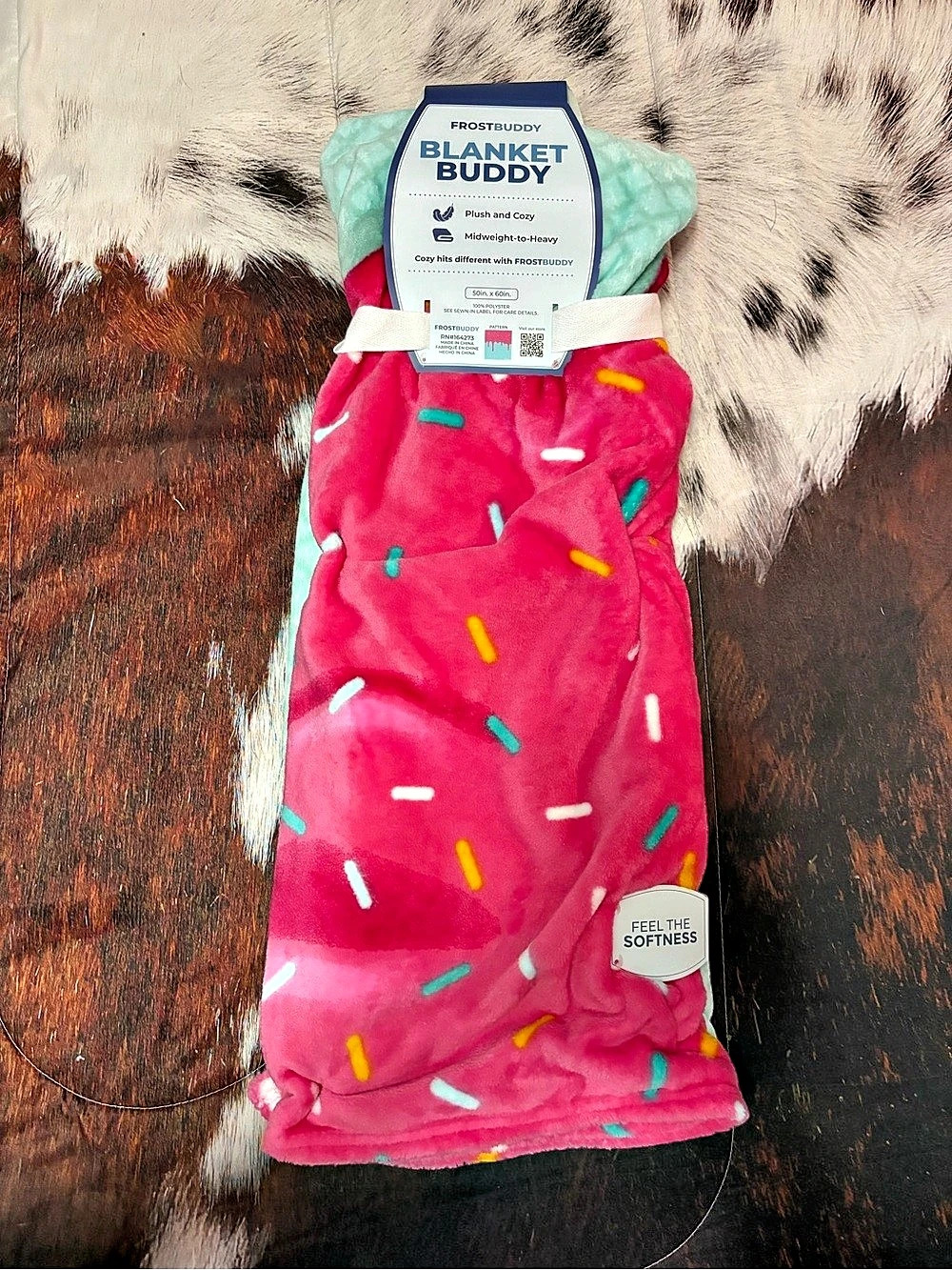 FrostBuddy Blanket Buddy Pink Ice Cream Drip Blanket Pink & Teal